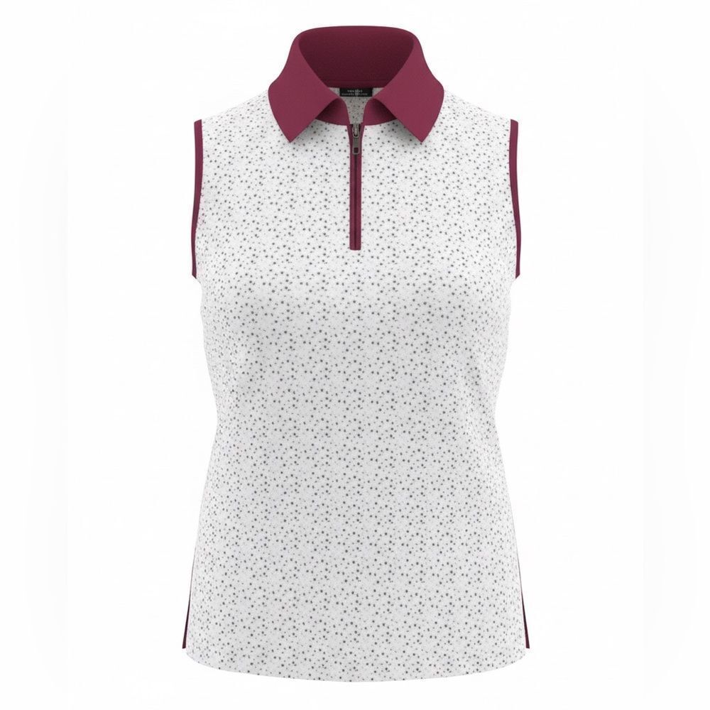 BELYN KEY WOMENS GOLF SHIRT SIZE S WHITE RED DESIGN